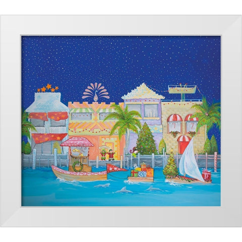Christmas Village I White Modern Wood Framed Art Print by Diannart