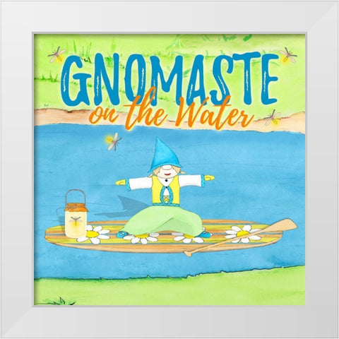 Gnomaste Warrior Pose Paddle Board White Modern Wood Framed Art Print by Edwins, Hugo
