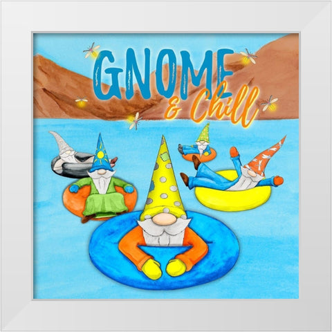 Gnome and Chill White Modern Wood Framed Art Print by Edwins, Hugo