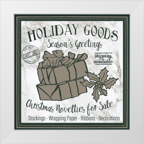 Taupe Christmas Sign III White Modern Wood Framed Art Print by Medley, Elizabeth