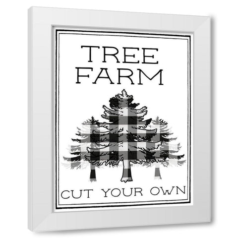 Tree Farm Buffalo Plaid White Modern Wood Framed Art Print by Medley, Elizabeth