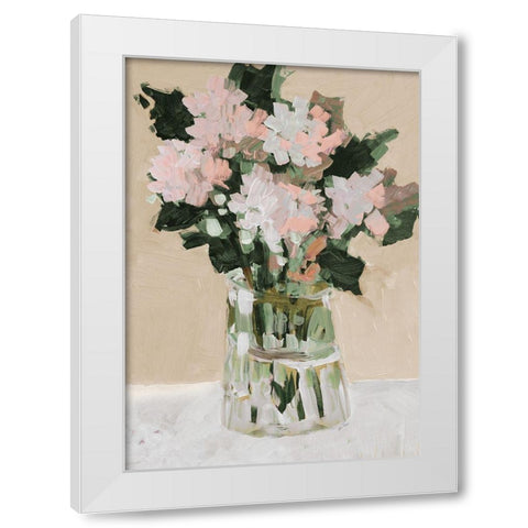 Pink Flower Arrangement White Modern Wood Framed Art Print by Slivka, Jane