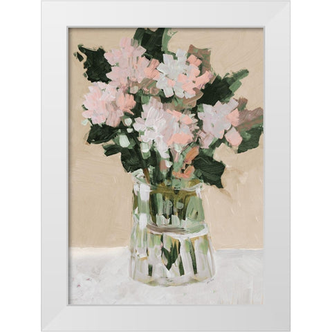 Pink Flower Arrangement White Modern Wood Framed Art Print by Slivka, Jane
