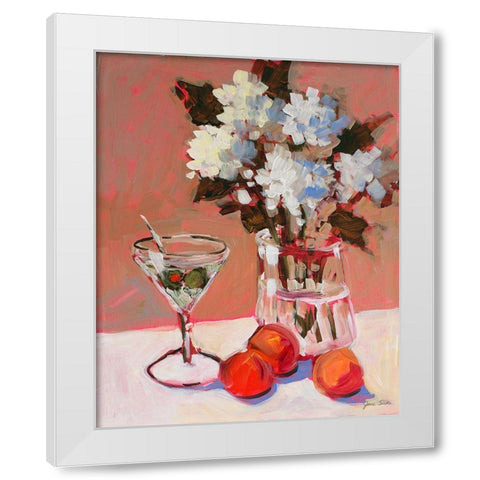 Flowers and Martini White Modern Wood Framed Art Print by Slivka, Jane