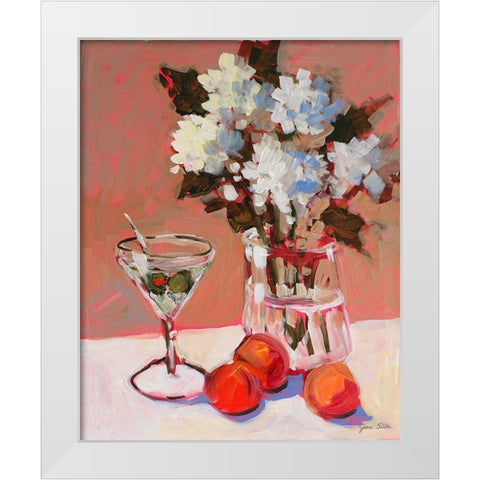 Flowers and Martini White Modern Wood Framed Art Print by Slivka, Jane