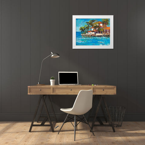 Island Beach House White Modern Wood Framed Art Print by Slivka, Jane