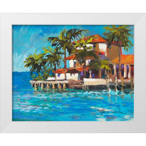 Island Beach House White Modern Wood Framed Art Print by Slivka, Jane
