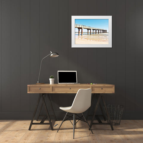 Sunlit Pier II White Modern Wood Framed Art Print by Peck, Gail