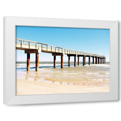 Sunlit Pier II White Modern Wood Framed Art Print by Peck, Gail