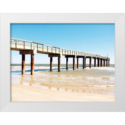 Sunlit Pier II White Modern Wood Framed Art Print by Peck, Gail