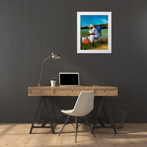 Fishing Again White Modern Wood Framed Art Print by Slivka, Jane