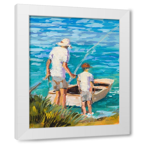 Gone Fishing  White Modern Wood Framed Art Print by Slivka, Jane