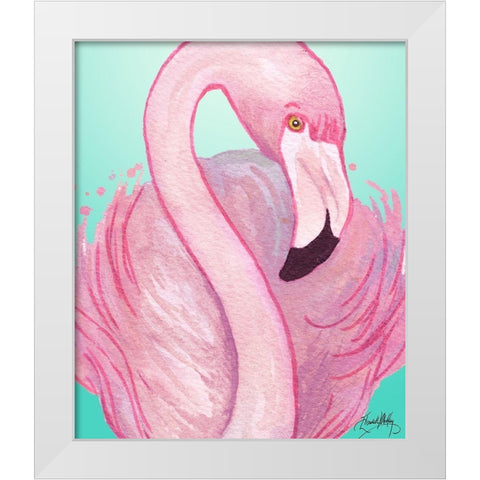 Flamingo Portrait White Modern Wood Framed Art Print by Medley, Elizabeth