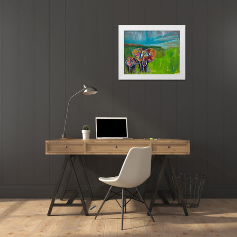 An Elephants Love White Modern Wood Framed Art Print by Beauchamp, Andy