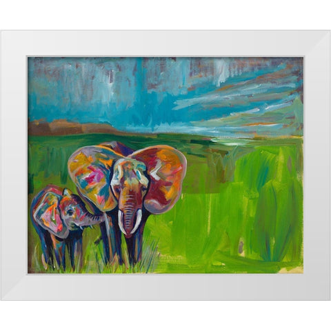 An Elephants Love White Modern Wood Framed Art Print by Beauchamp, Andy