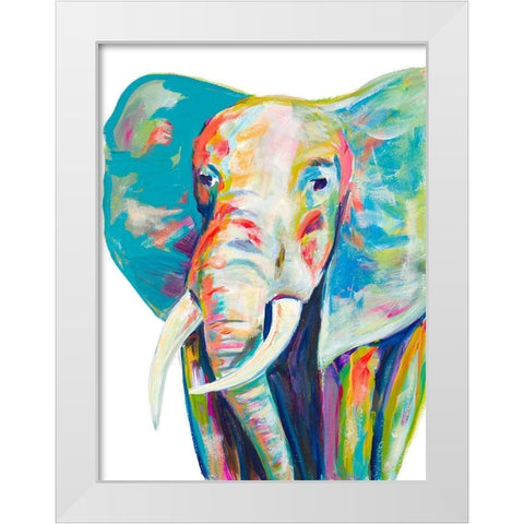 Colorful Elephant White Modern Wood Framed Art Print by Beauchamp, Andy