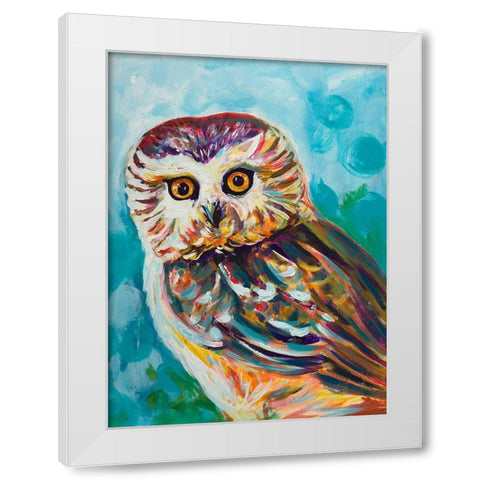 Colorful Owl White Modern Wood Framed Art Print by Beauchamp, Andy