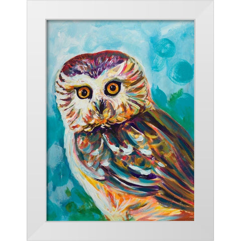 Colorful Owl White Modern Wood Framed Art Print by Beauchamp, Andy