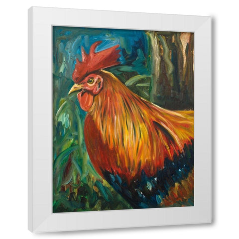 Rooster White Modern Wood Framed Art Print by Beauchamp, Andy