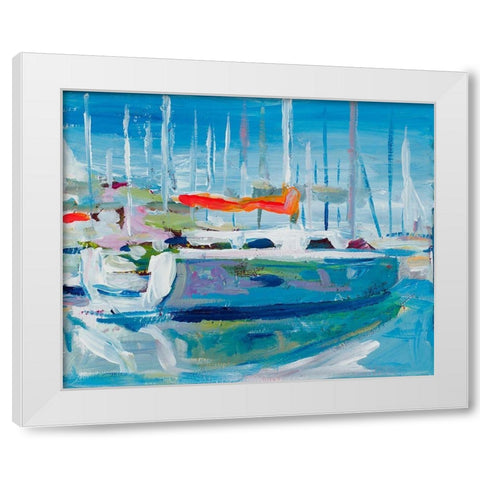 Marina Sailboats White Modern Wood Framed Art Print by Beauchamp, Andy
