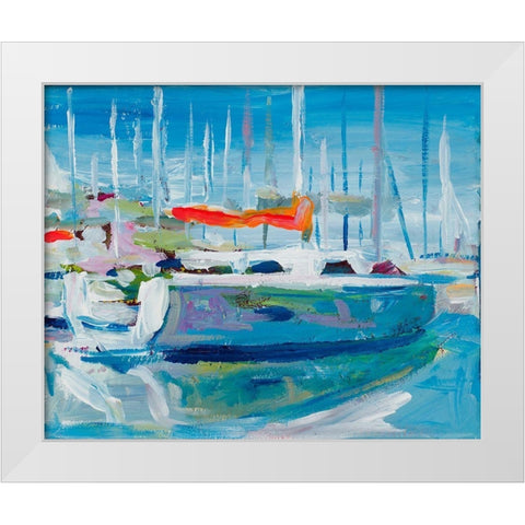 Marina Sailboats White Modern Wood Framed Art Print by Beauchamp, Andy