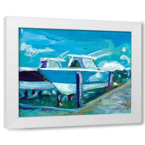 Docked Boats White Modern Wood Framed Art Print by Beauchamp, Andy