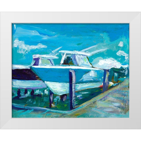Docked Boats White Modern Wood Framed Art Print by Beauchamp, Andy