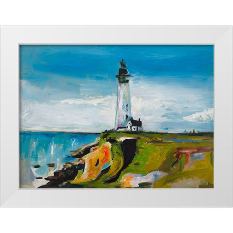 Lighthouse on a Cliff White Modern Wood Framed Art Print by Beauchamp, Andy