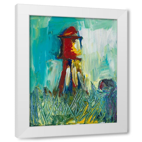 Painted Water Tower White Modern Wood Framed Art Print by Beauchamp, Andy