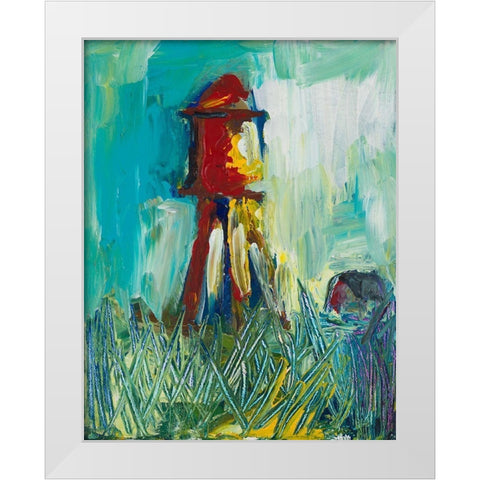 Painted Water Tower White Modern Wood Framed Art Print by Beauchamp, Andy