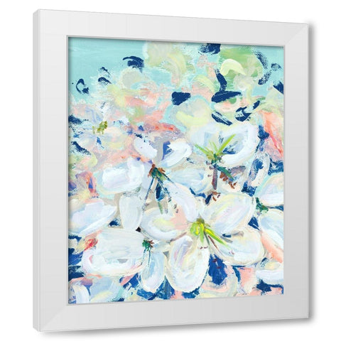 White Orchids on Blue White Modern Wood Framed Art Print by Beauchamp, Andy