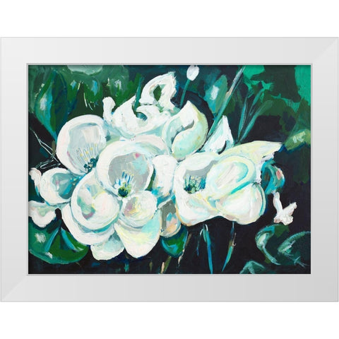 Green into White Orchids White Modern Wood Framed Art Print by Beauchamp, Andy