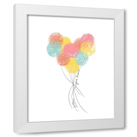 Follow Your Heart Balloons White Modern Wood Framed Art Print by Quach, Anna