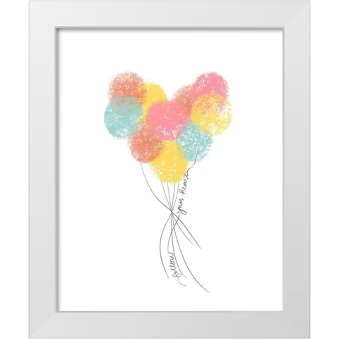 Follow Your Heart Balloons White Modern Wood Framed Art Print by Quach, Anna