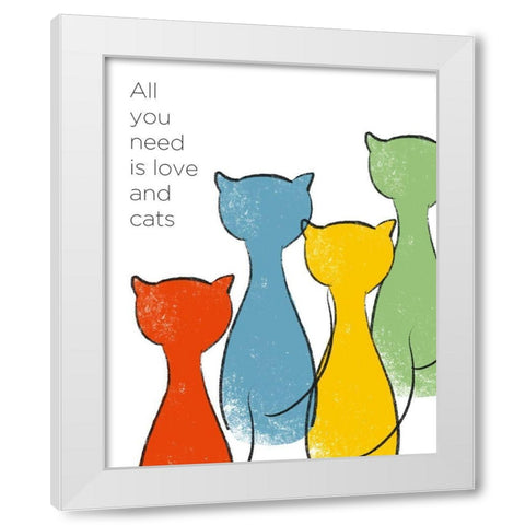Love and Cats White Modern Wood Framed Art Print by Quach, Anna