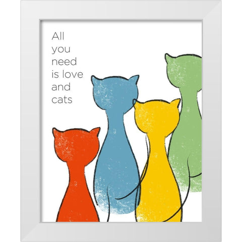 Love and Cats White Modern Wood Framed Art Print by Quach, Anna