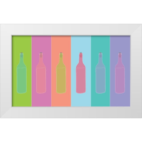 Colorful Mod Wine Bottles White Modern Wood Framed Art Print by Bucheli, Jen