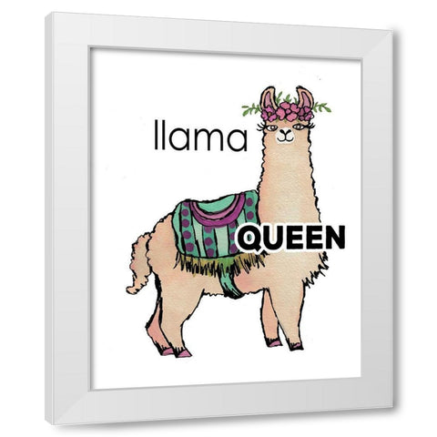 Queen Llama White Modern Wood Framed Art Print by Medley, Elizabeth