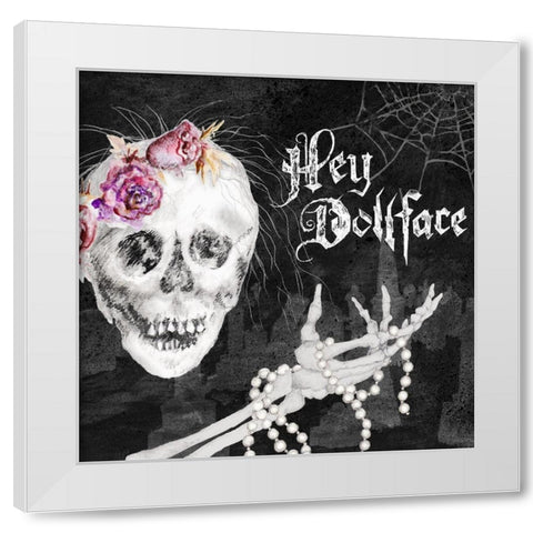 Hello Dollface White Modern Wood Framed Art Print by Gaynor, Janice