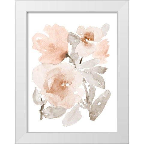 Peach Tranquil Florals I White Modern Wood Framed Art Print by Loreth, Lanie