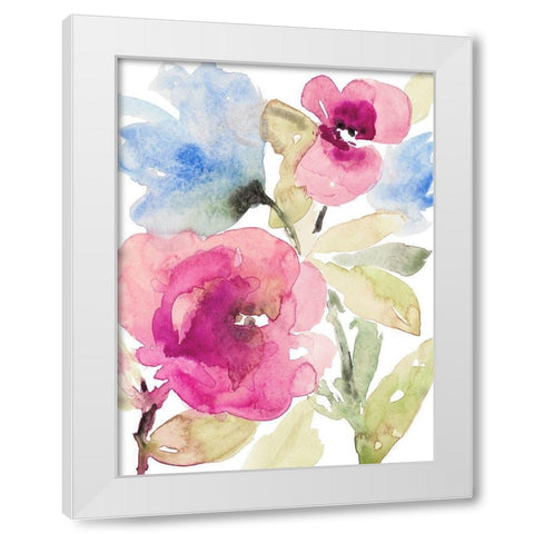 Peaceful Florals I White Modern Wood Framed Art Print by Loreth, Lanie