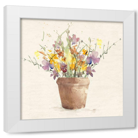 Potted Wildflowers I White Modern Wood Framed Art Print by Loreth, Lanie