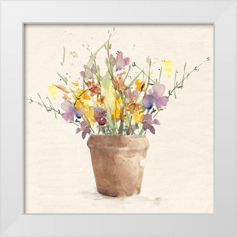 Potted Wildflowers I White Modern Wood Framed Art Print by Loreth, Lanie