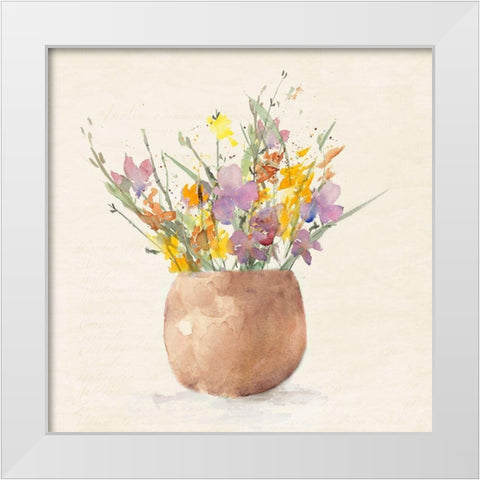 Potted Wildflowers White Modern Wood Framed Art Print by Loreth, Lanie