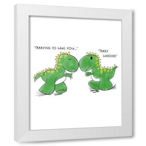 Trying to Hug You White Modern Wood Framed Art Print by Quach, Anna