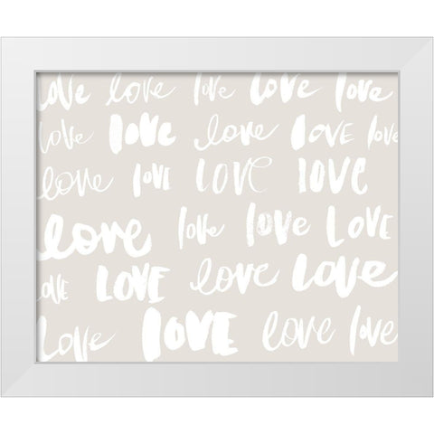 Love, Love, Love White Modern Wood Framed Art Print by SD Graphics Studio