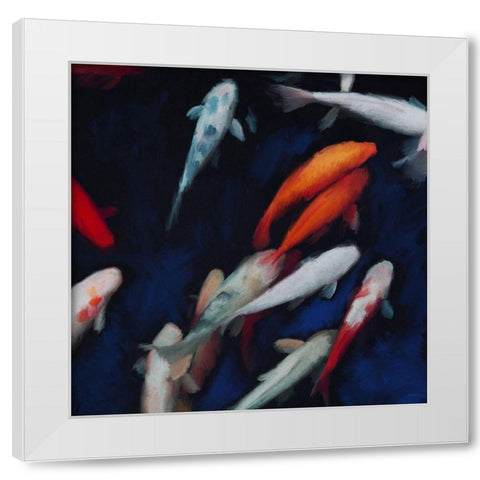 Koi White Modern Wood Framed Art Print by Meneely, Dan