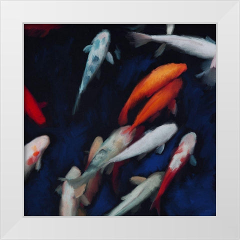 Koi White Modern Wood Framed Art Print by Meneely, Dan
