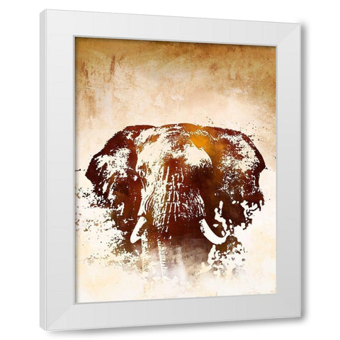 Safari Elephant White Modern Wood Framed Art Print by Meneely, Dan