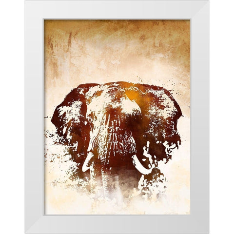 Safari Elephant White Modern Wood Framed Art Print by Meneely, Dan